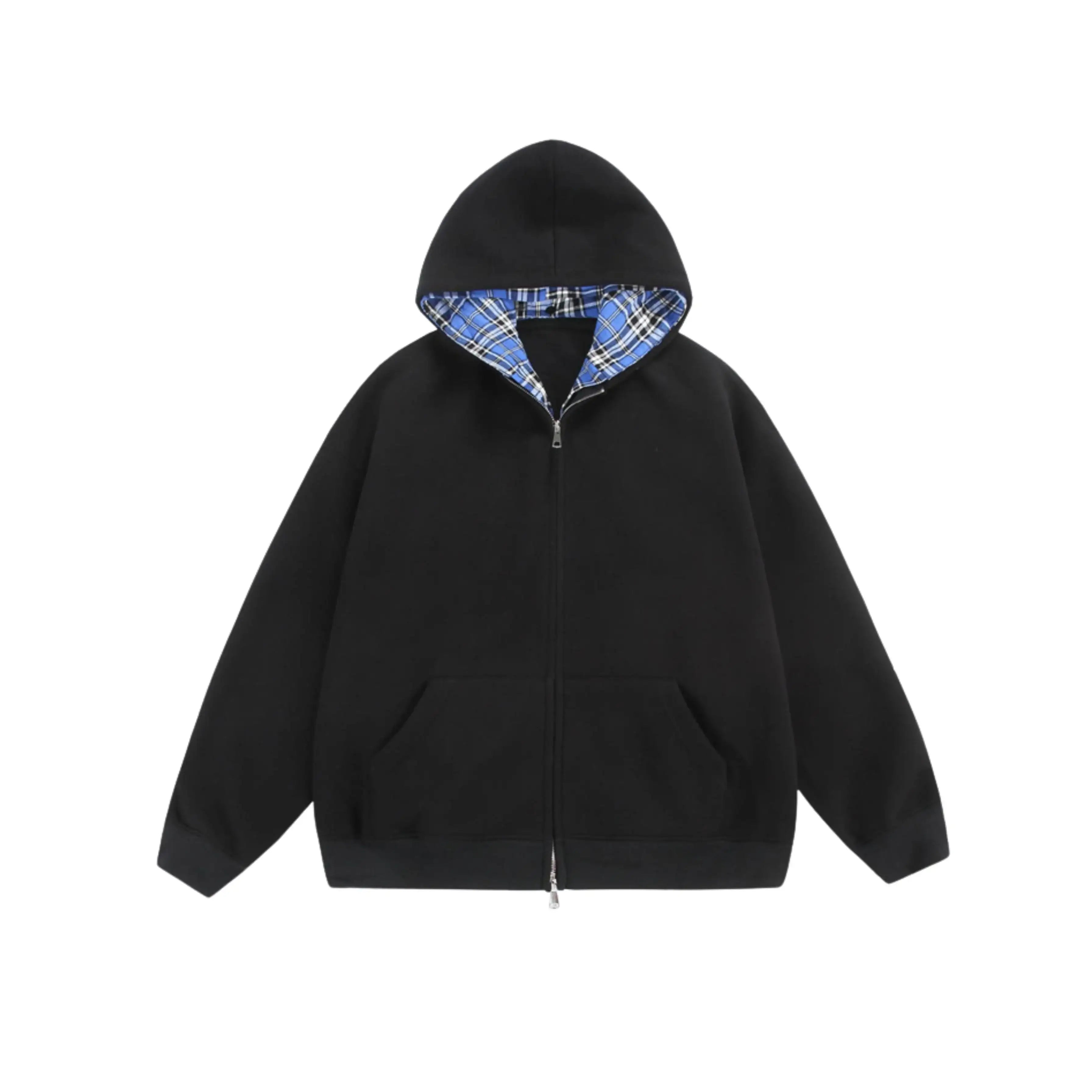 CHEQUERED LINE – ZIP HOODIE - Black - Off Culture