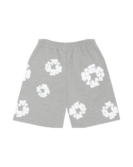 BLOOM — FLORAL SHORTS — grey floral shorts, back view