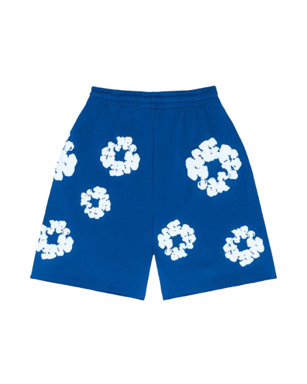 BLOOM — FLORAL SHORTS — blue floral shorts, back view