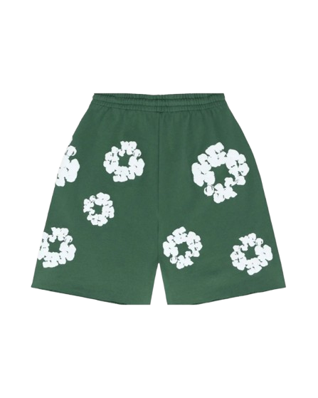 BLOOM — FLORAL SHORTS — green floral shorts, back view
