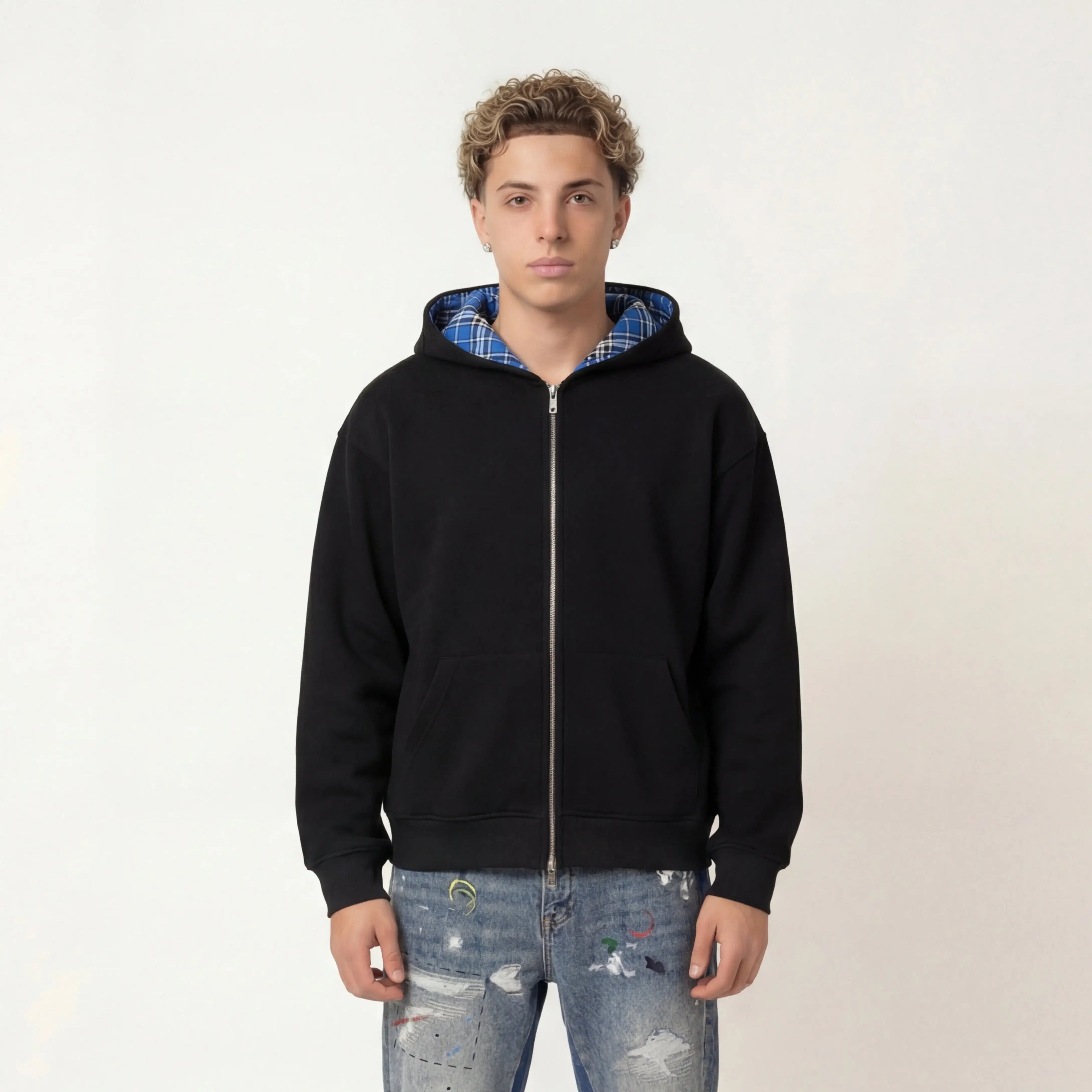 CHEQUERED LINE – ZIP HOODIE - Off Culture