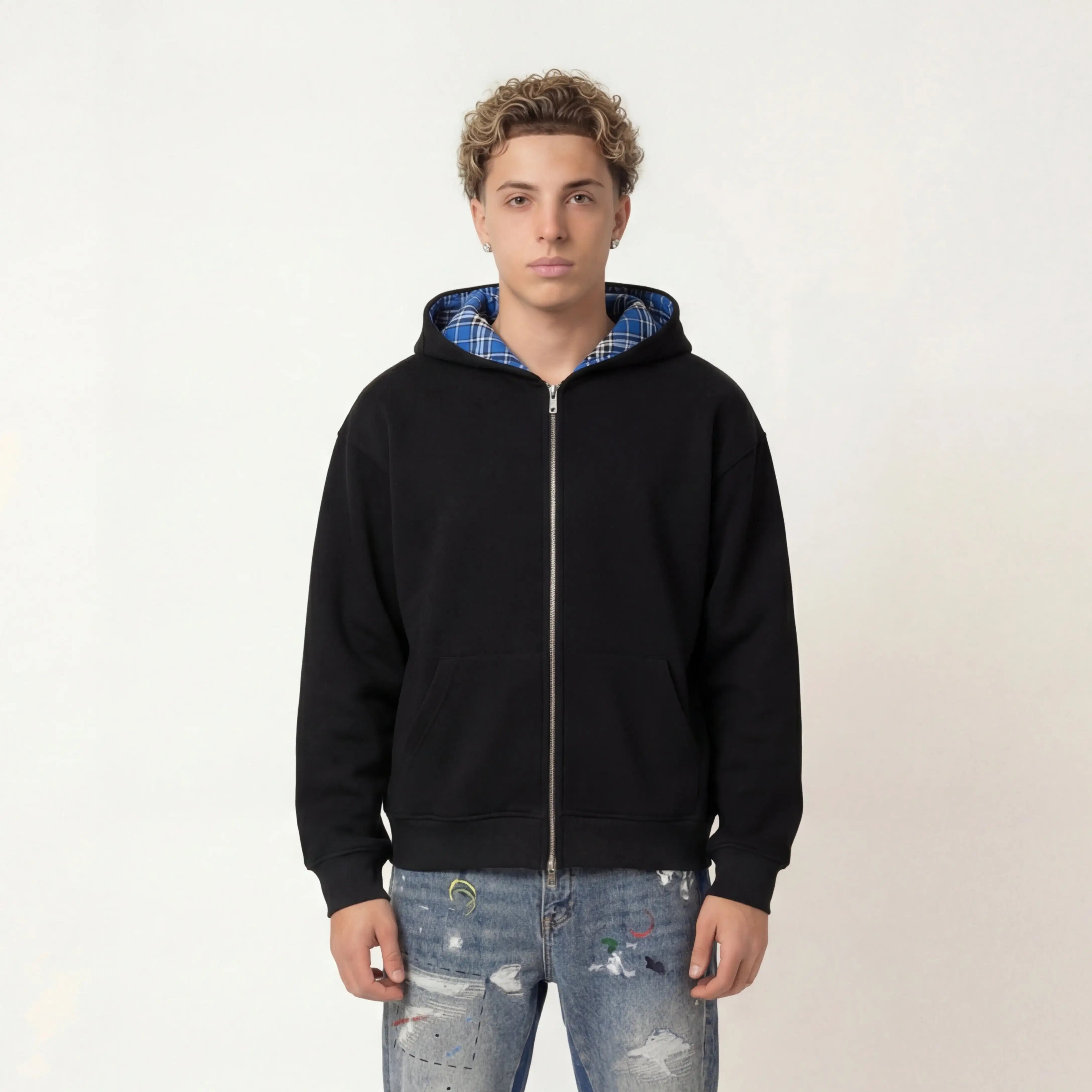 CHEQUERED LINE – ZIP HOODIE - Off Culture