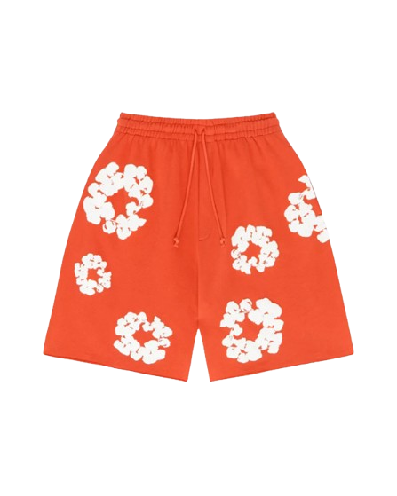 BLOOM — FLORAL SHORTS — orange floral shorts, front view