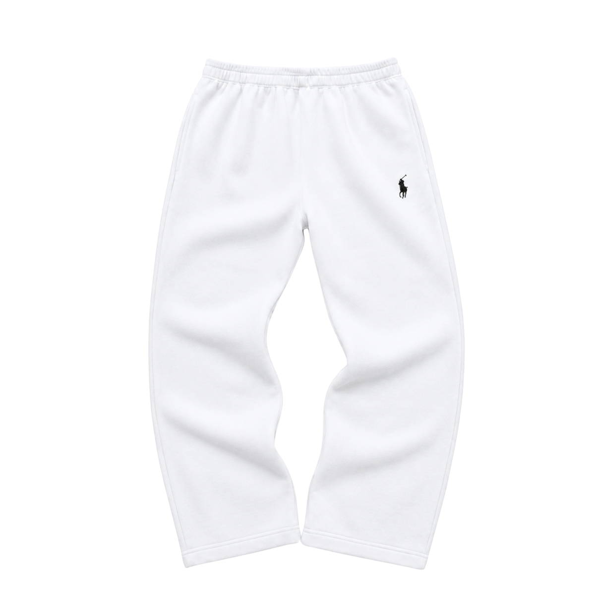 VERO — OPEN HEM SWEATPANTS — white sweatpants with black embroidery, flatlay