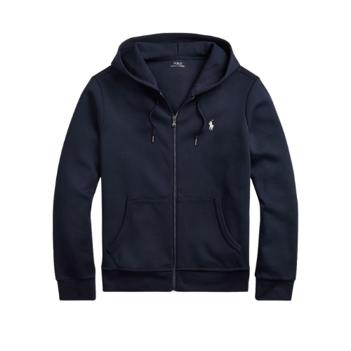 VERO — ZIP HOODIE — navy zip hoodie with white embroidery, front flatlay