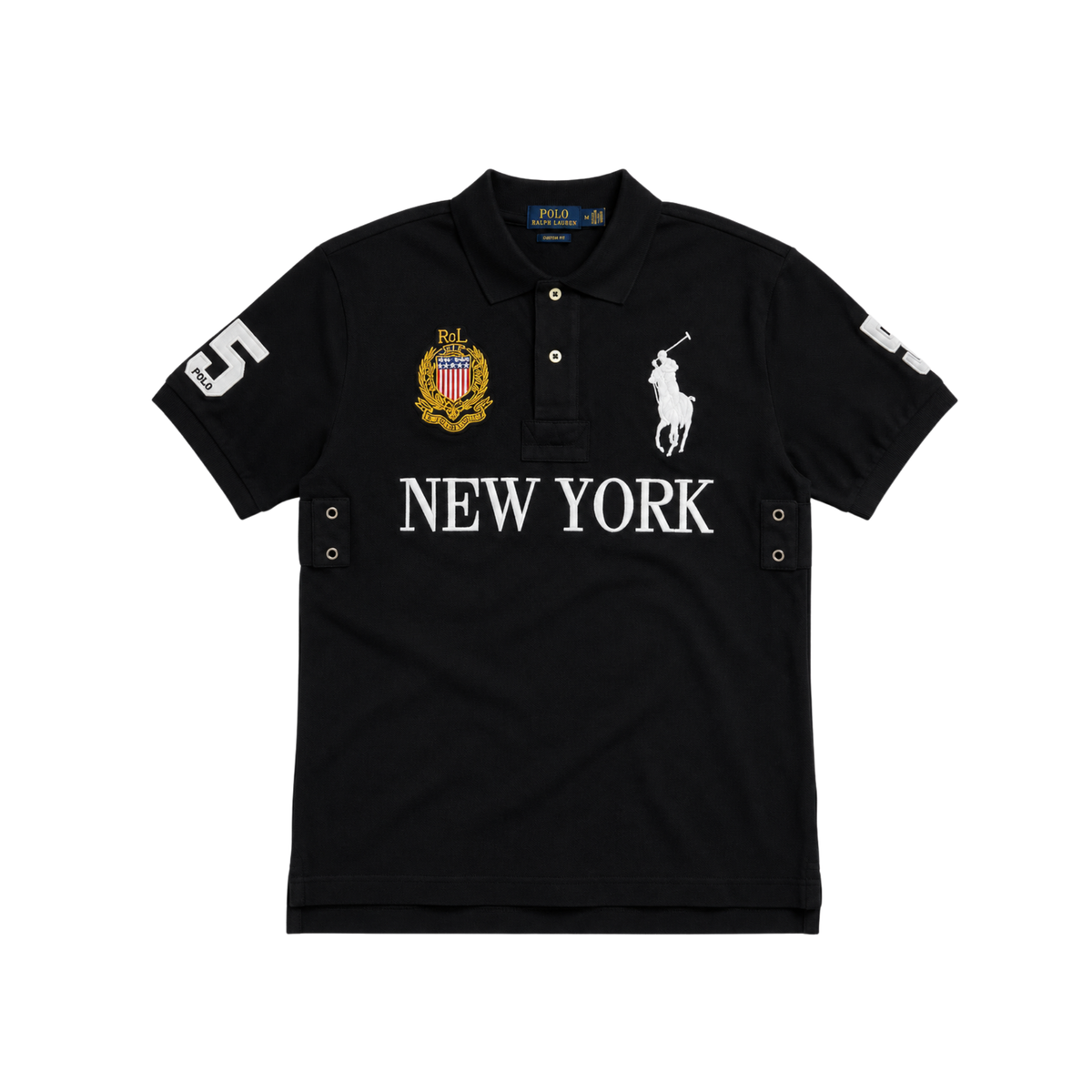 GRAPHIC - POLO — black New York graphic polo, front product view