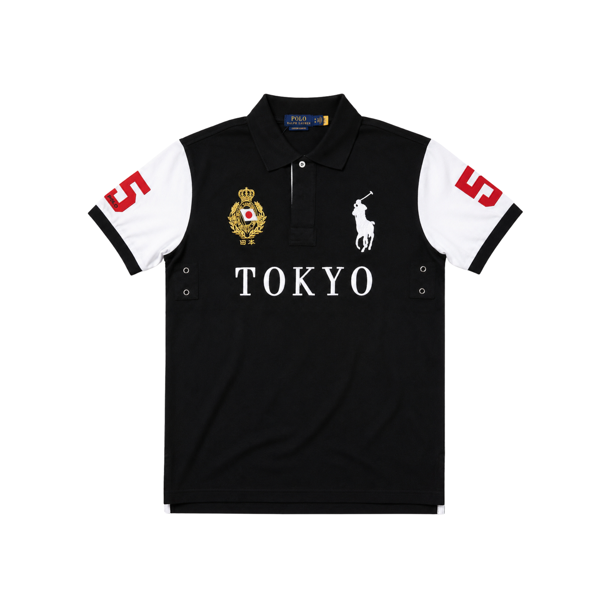GRAPHIC - POLO — black and white Tokyo graphic polo, front product view