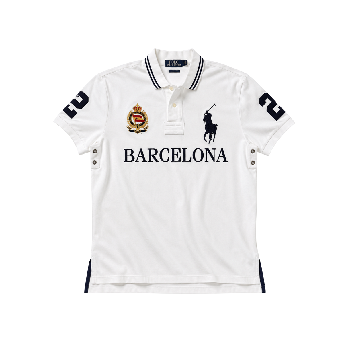 GRAPHIC - POLO — white Barcelona graphic polo, front product view