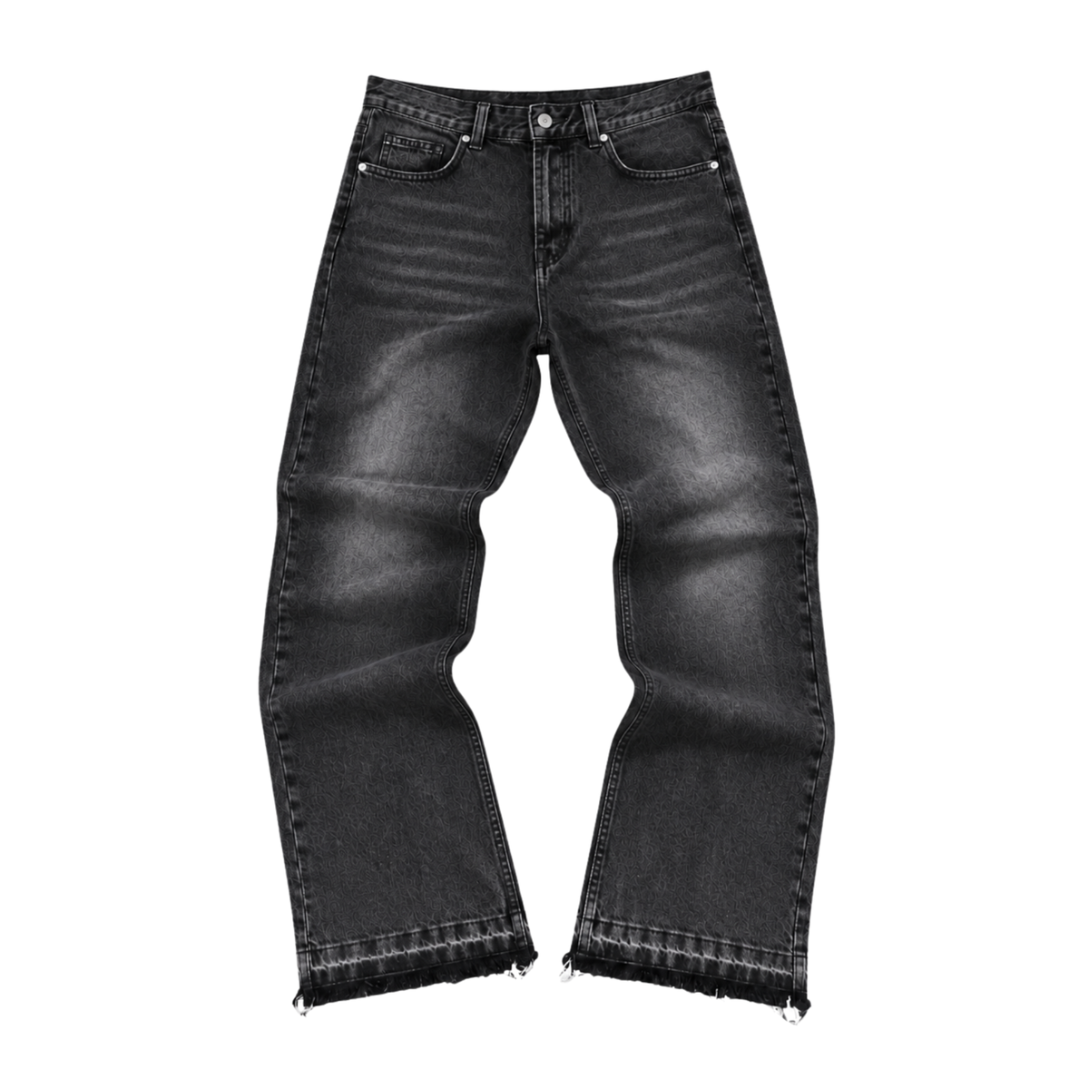 FADE — WIDE LEG JEANS — black washed jeans, front flatlay