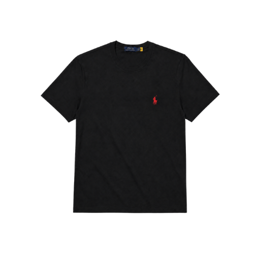 VERO — CREWNECK TEE — black tee with red embroidery, flatlay