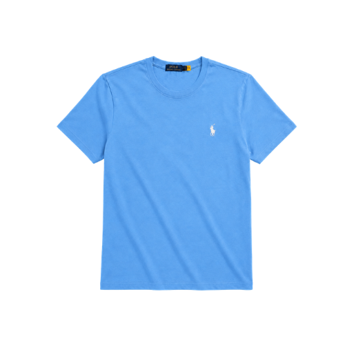 VERO — CREWNECK TEE — blue tee with white embroidery, flatlay