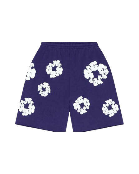 BLOOM — FLORAL SHORTS — purple floral shorts, back view