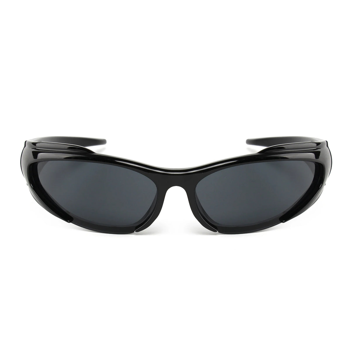 Bunny black wraparound sunglasses, front view