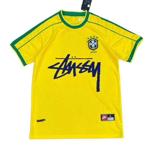 BRASIL — GRAPHIC FOOTBALL JERSEY — yellow jersey with green trim, front product view