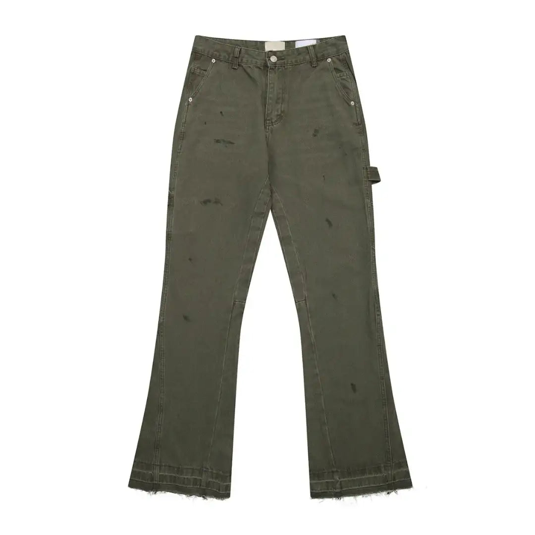 RAVIE - FLARED DENIM - Dark Green - Off Culture