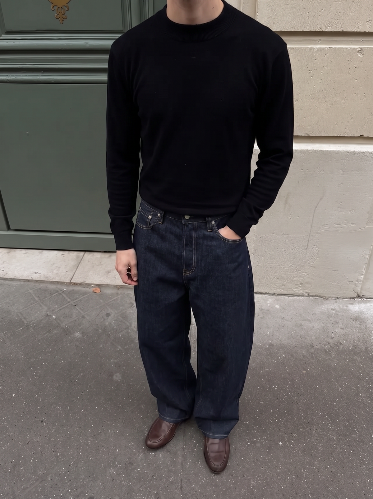 ARC — BARREL LEG JEANS — barrel leg jeans on model in relaxed standing pose