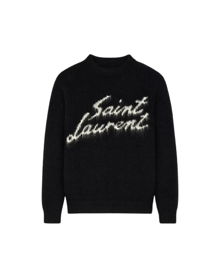 MIDNIGHT — KNIT OUTFIT SET — black script knit sweater, front product view